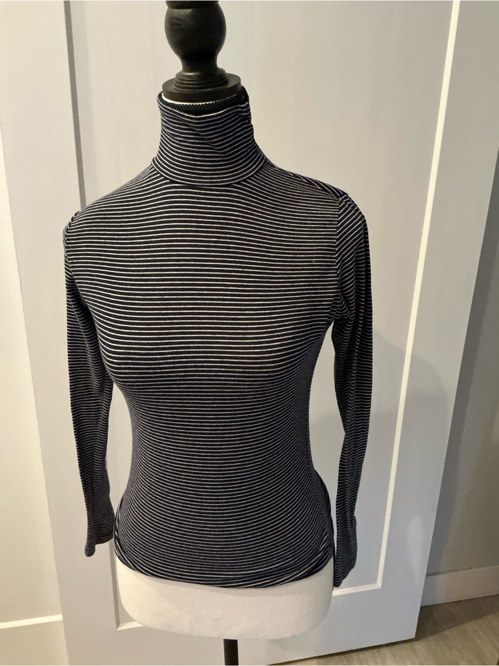 Brandy Melville Navy White Striped Turtleneck Long Sleeve Top